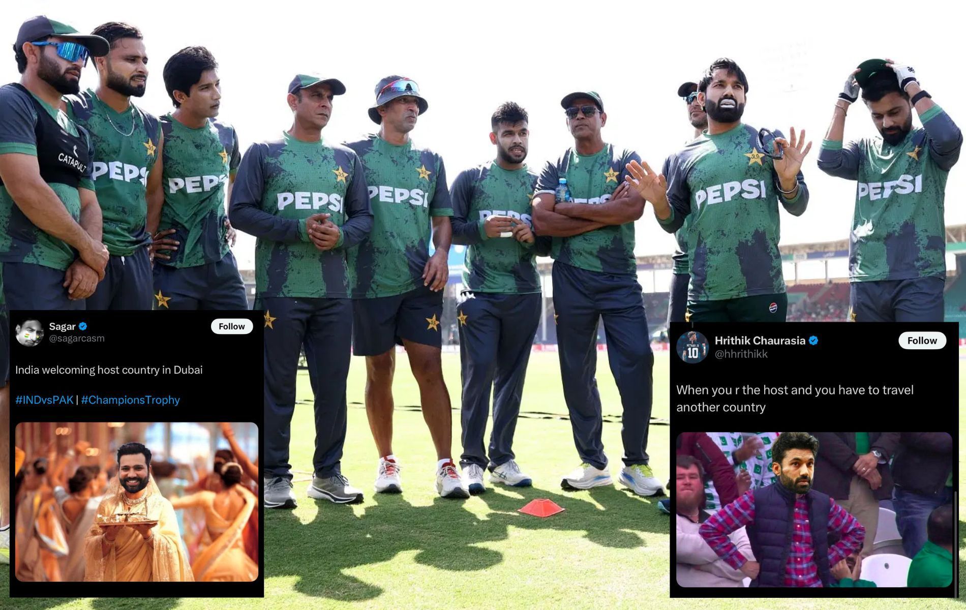 India-Pakistan match of 2025 Champions Trophy will be played in Dubai on Sunday. (Pics: Getty Images/X/@sagarcasm/@hhrithikk).