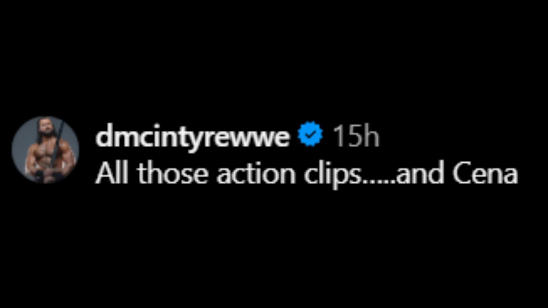 Drew McIntyre&#039;s comment [Image credit: WWE&#039;s Instagram]