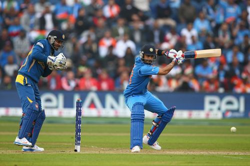 Kohli in action during the 2013 Champions Trophy semifinal against Sri Lanka - Source: Getty