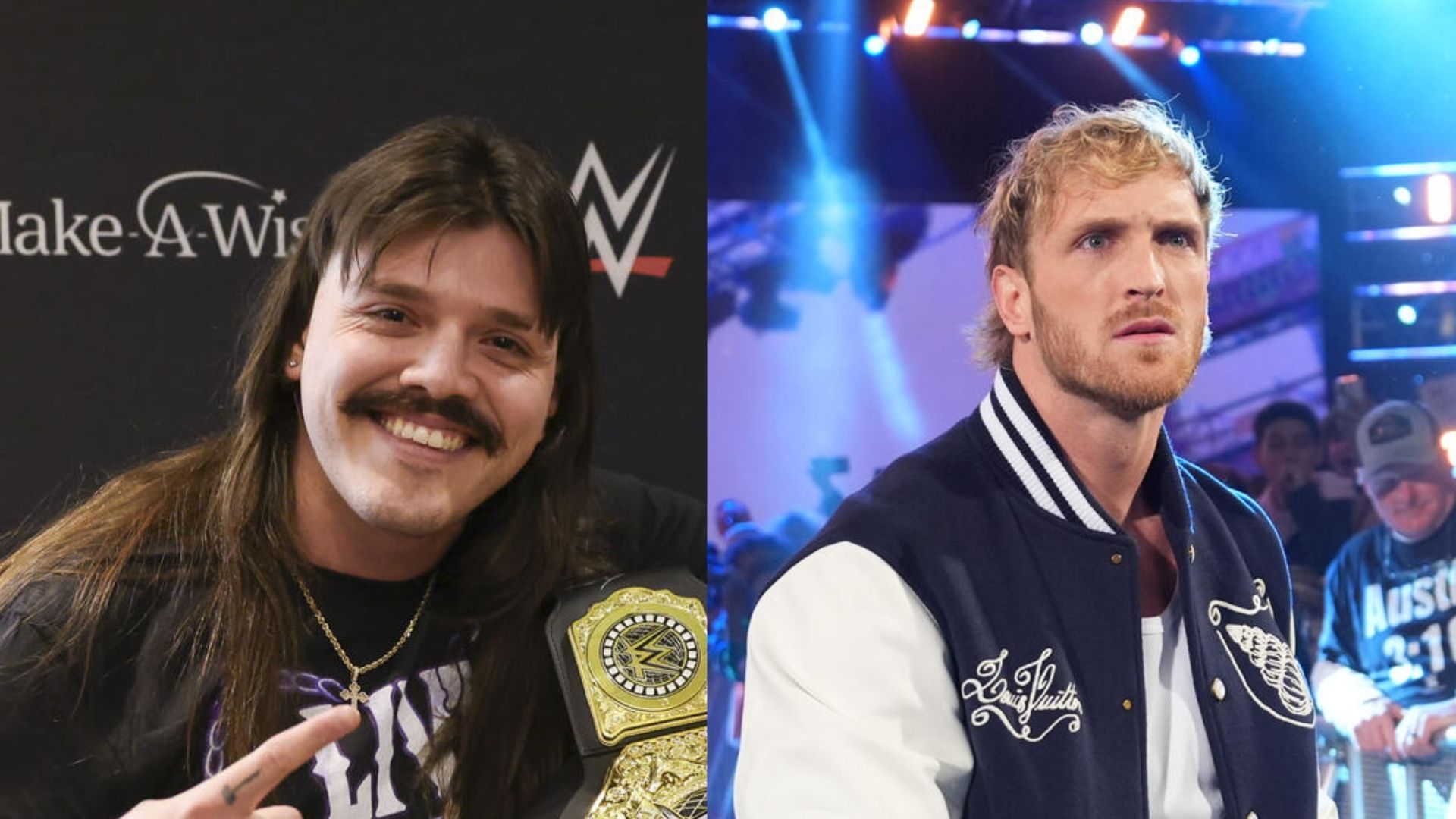 &quot;Dirty&quot; Dominik Mysterio and Logan Paul (Images via wwe.com)