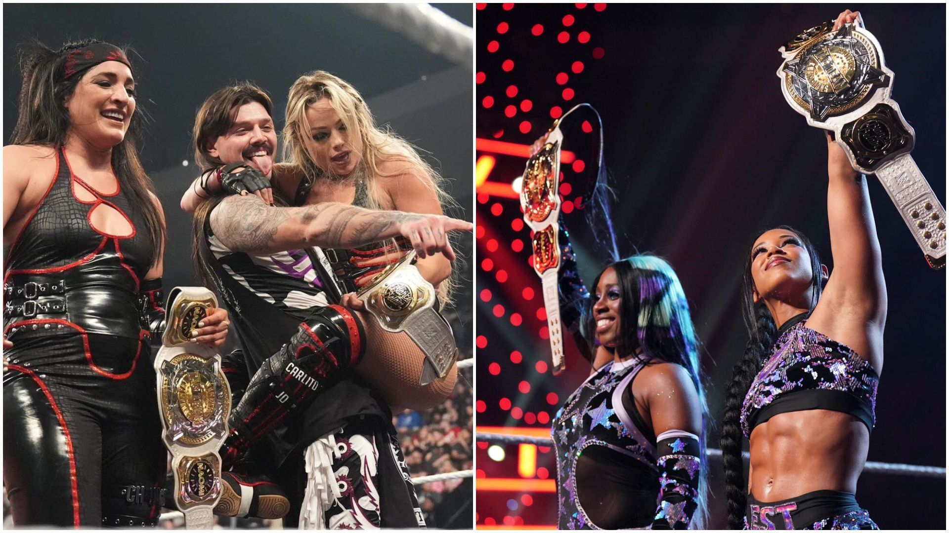 The Judgment Day (left), Naomi &amp; Bianca Belair (right). [Photos courtesy - Dominik