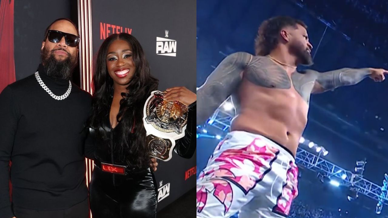 Naomi with Jimmy Uso; Jey Uso wins the free-for-all (via Naomi and WWE