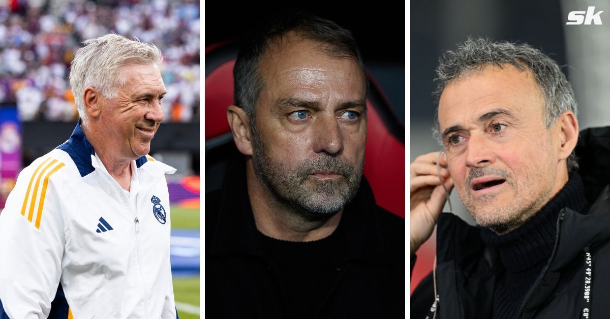 L to R: Carlo Ancelotti, Hansi Flick, and Luis Enrique (All images sourced from Getty)