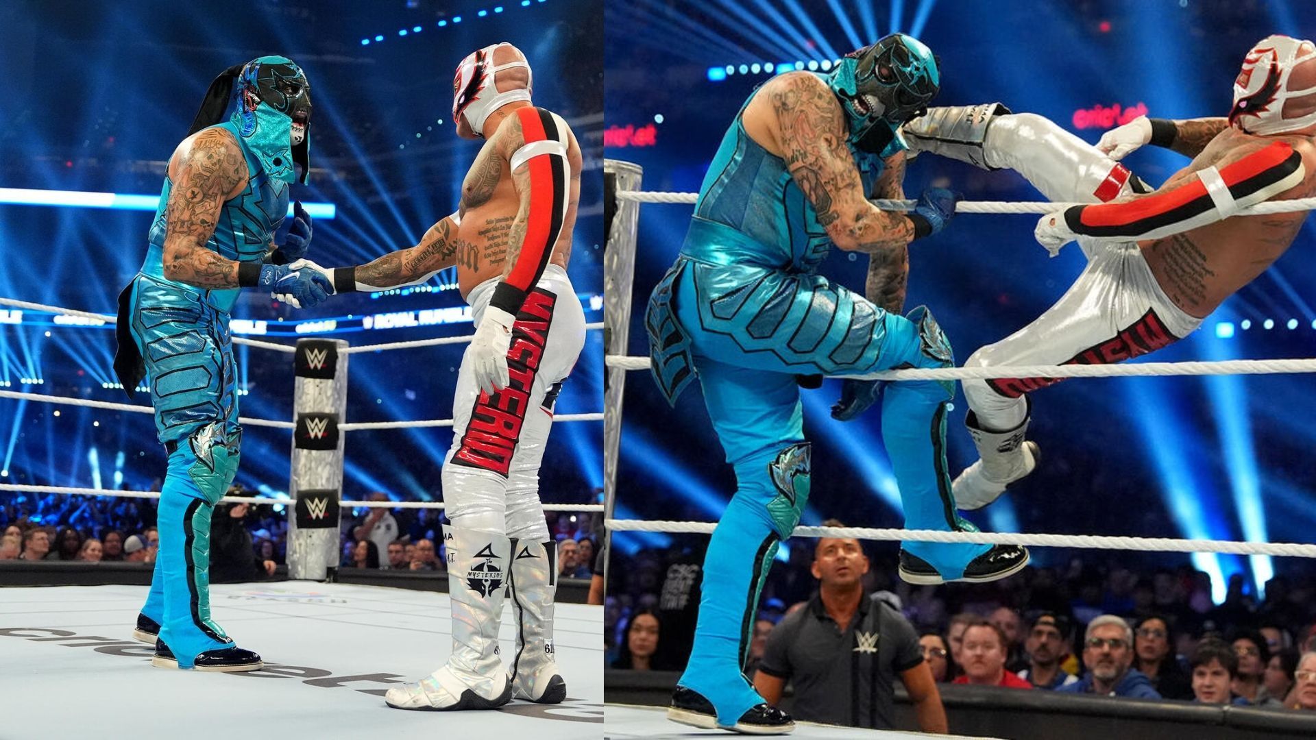 Penta and Rey Mysterio at the Royal Rumble (Image via wwe.com)