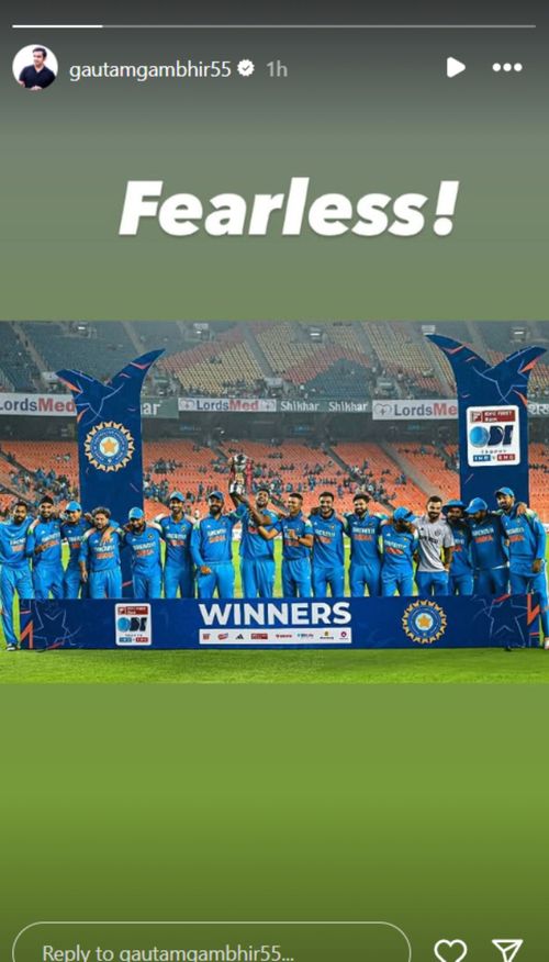 Gautam Gambhir's Instagram story after India's win vs England in 3rd ODI.