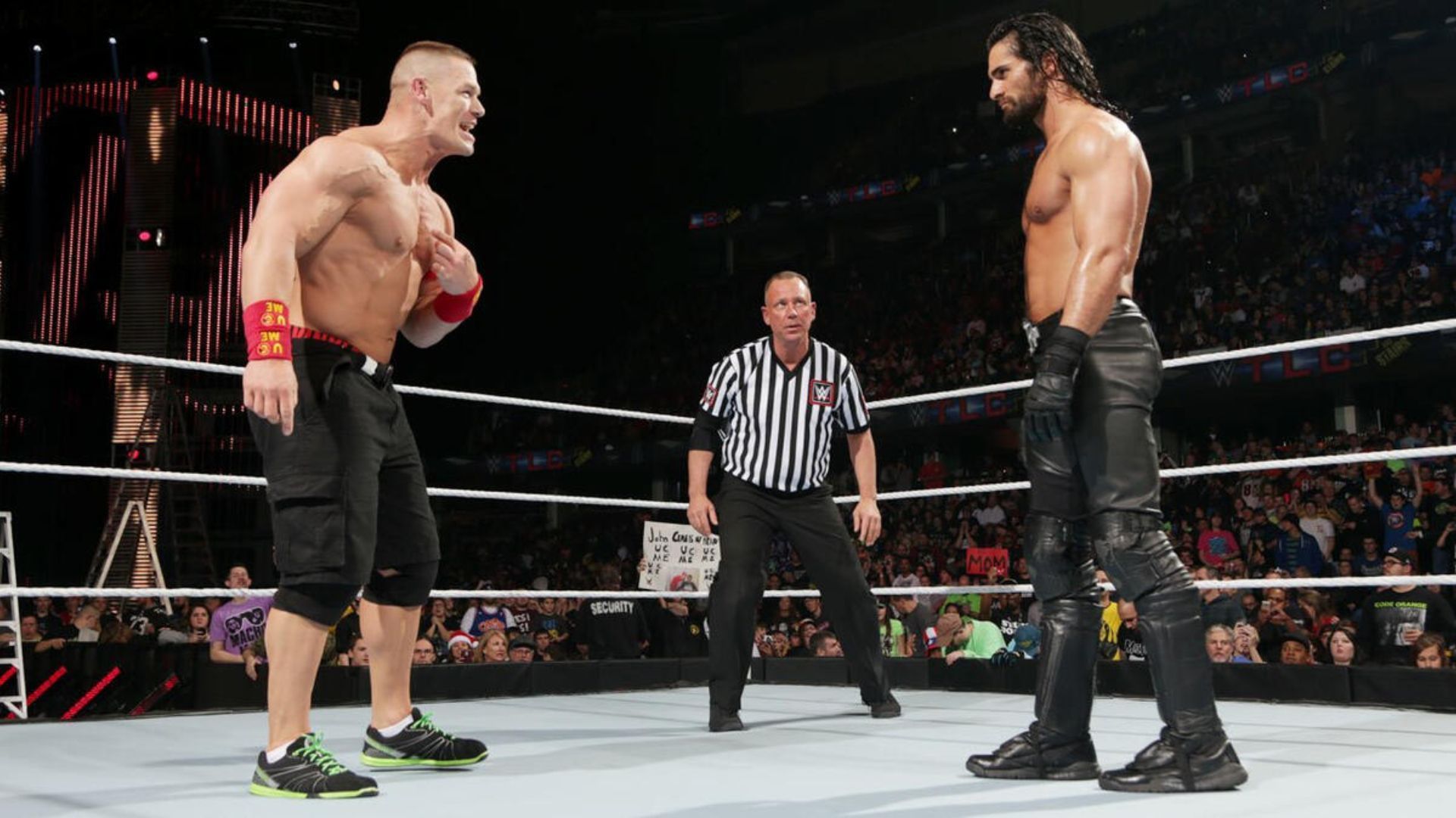 John Cena and Seth Rollins at WWE TLC 2014. [Photo from WWE.com]