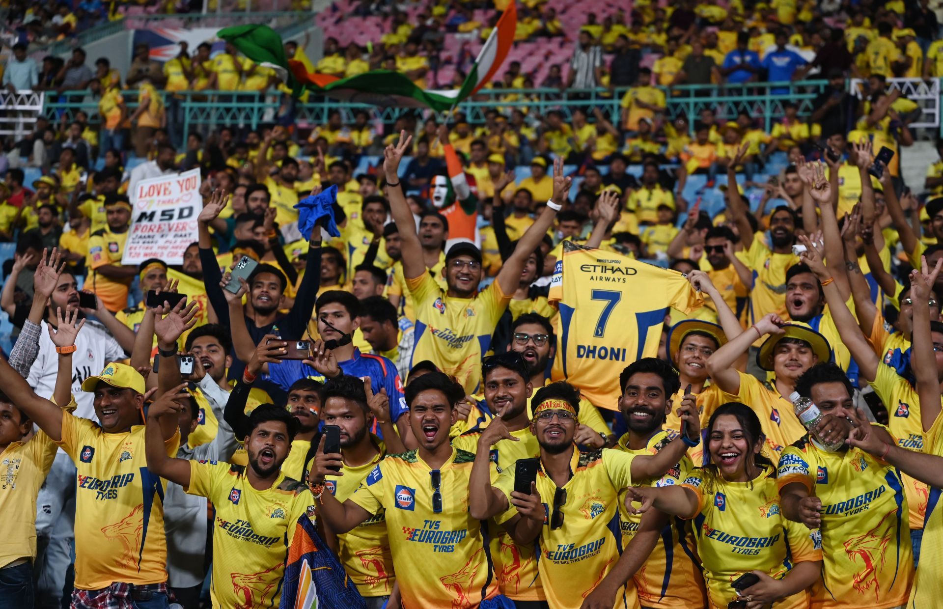 Excited Cricket Fans During LSG VS CSK IPL Match At Atal Bihari Vajpayee Ekana International Cricket Stadium - Source: Getty