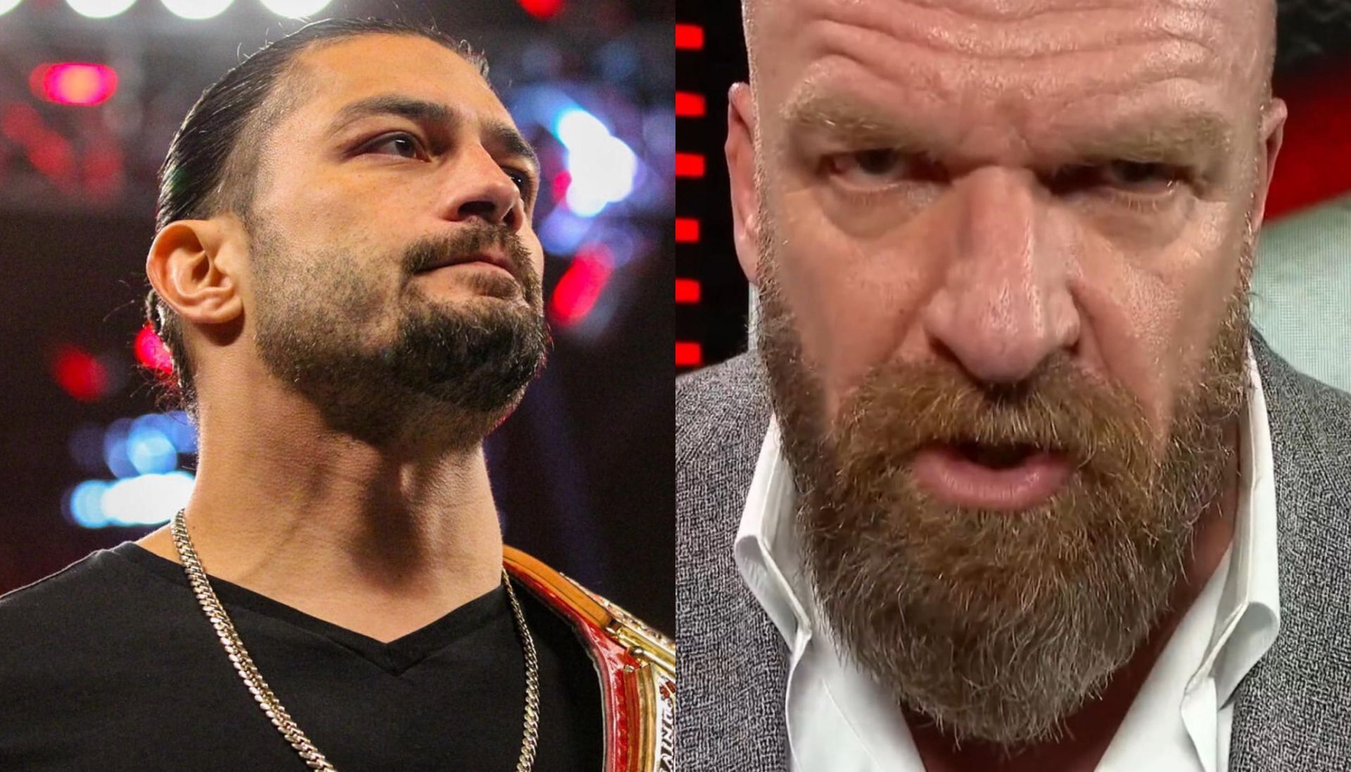 Roman Reigns (left), Triple H (right)   [Image Credits: wwe.com]