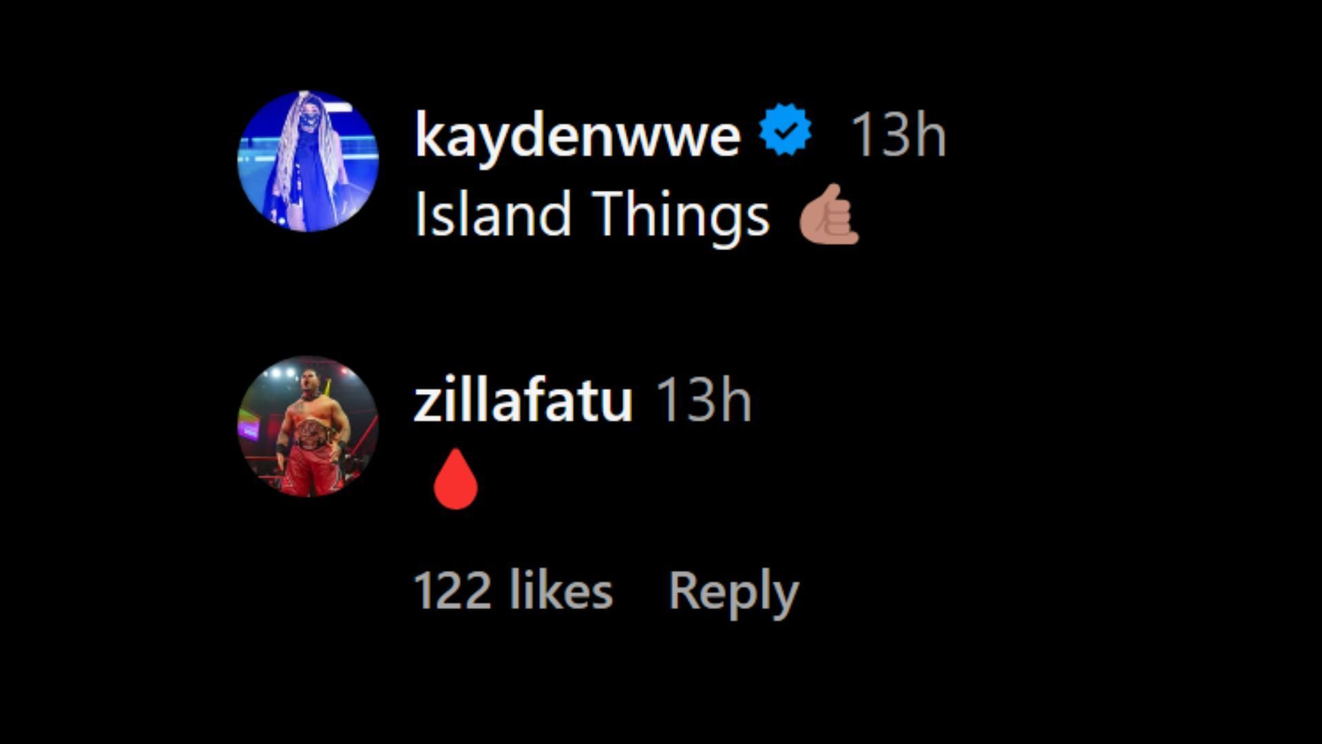 Screenshot of Zilla Fatu&#039;s message to Jacob Fatu! [Image credit: Kayden Carter&#039;s Instagram]