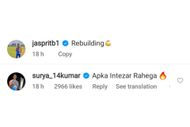 „Suryakumar“ nuoširdžiai komentuoja naujausią Jasprit Bumrah įrašą (vaizdas per „Instagram-@Jaspritb1“)