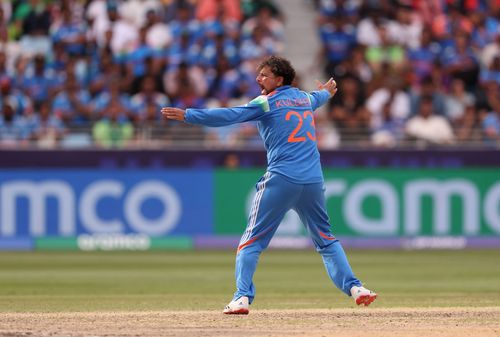 Kuldeep Yadav was the only specialist spinner in India's playing XI in their 2025 Champions Trophy clash against Pakistan. [P/C: Getty]