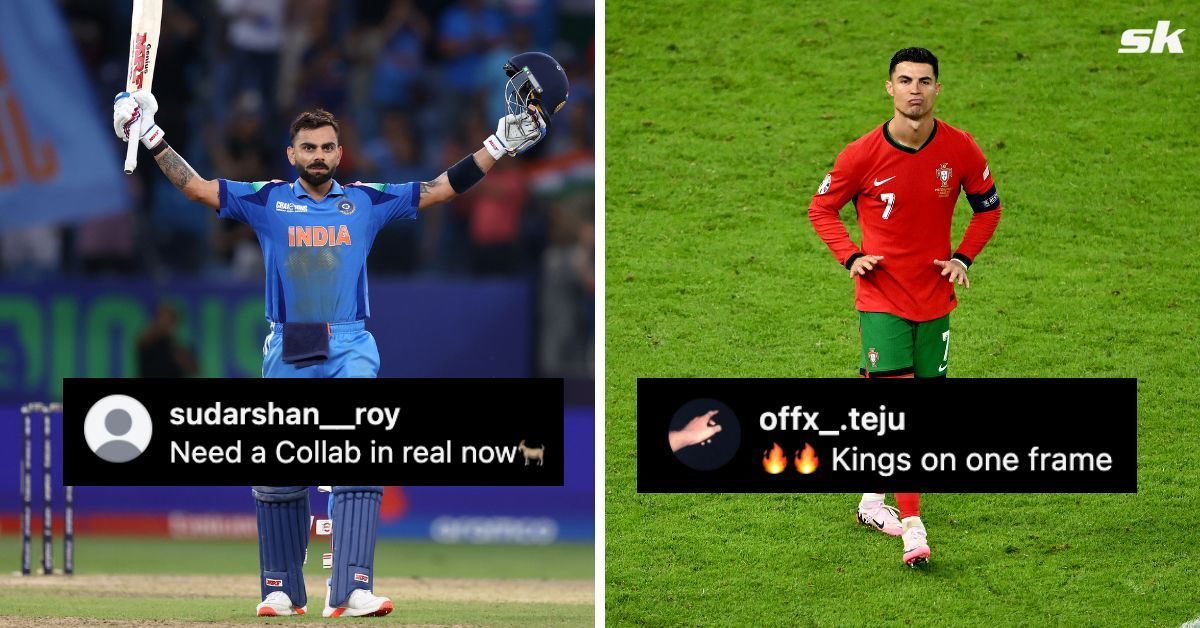 L to R: Virat Kohli and Cristiano Ronaldo (Image via Getty and Instagram/@sudarshan__roy and @offx.teju)