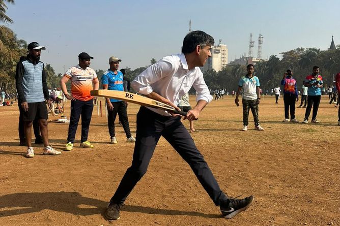Former UK Prime Minister plays cricket in Mumbai ahead of IND vs ENG 2025 5th T20I [In Pictures]