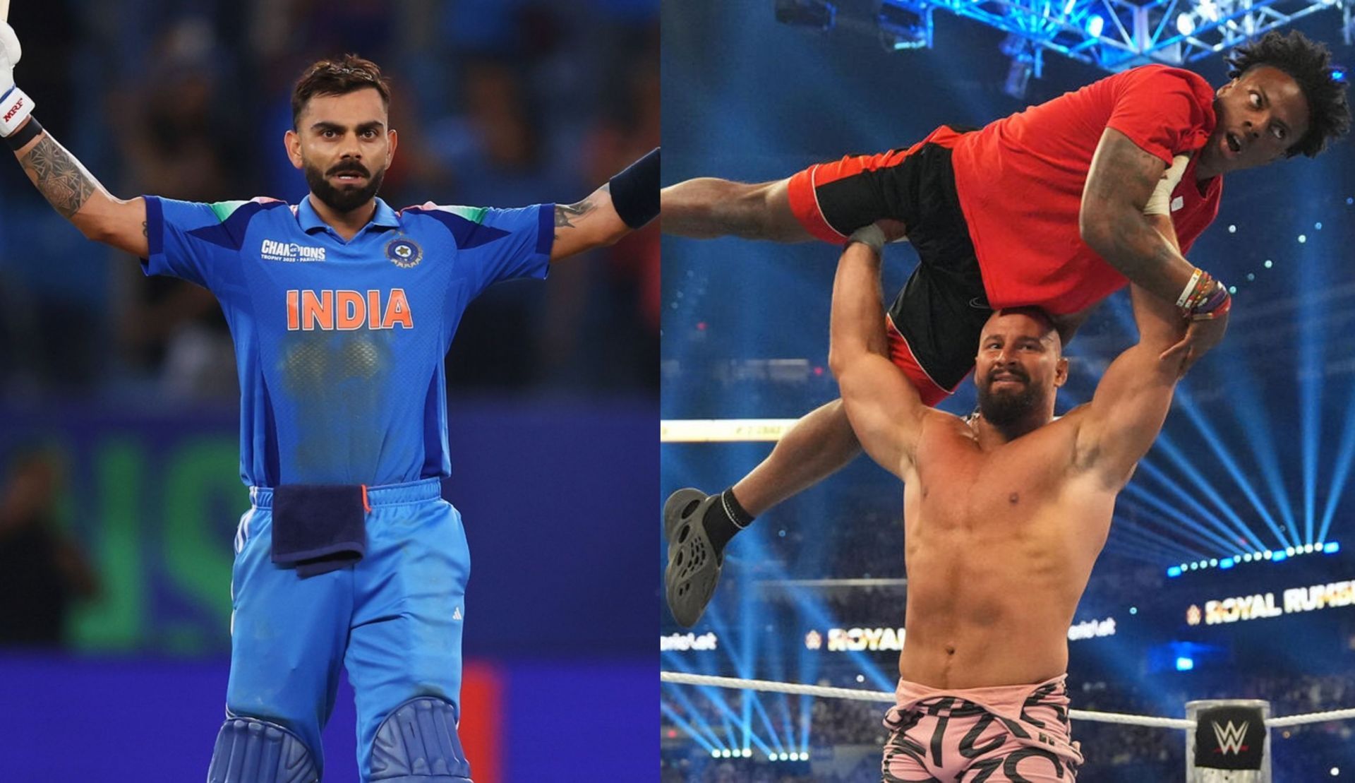 IShowSpeed ने विराट कोहली पर प्रतिक्रिया दी (Photo: Indian Cricket Team Instagram &amp; WWE.com)