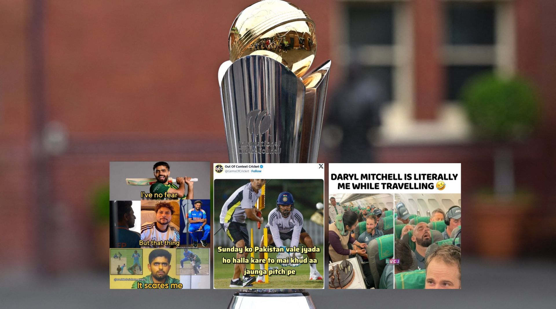 Fans react with memes ahead of Champions Trophy 2025. (Images: X - ICC, @GemsOfCricket, Instagram - worldofcricketmemes_, rvcjinsta)