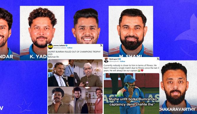 "Indian Knight Riders"-Top 10 funny memes as Harshit Rana & Varun Chakavarthy replace Jasprit Bumrah & Yashasvi Jaiswal in Champions Trophy 2025 squad