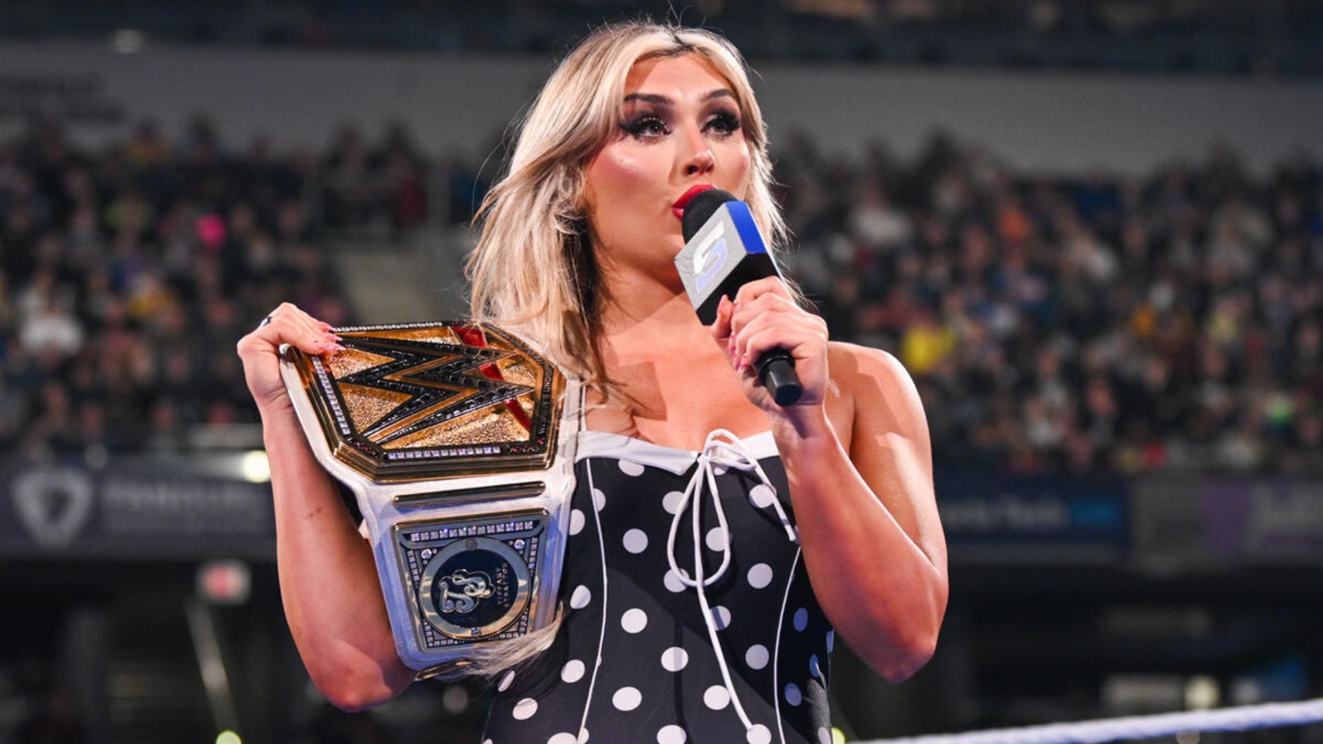 The champion will be defending her title at WrestleMania 41. [Image credit: WWE.com]