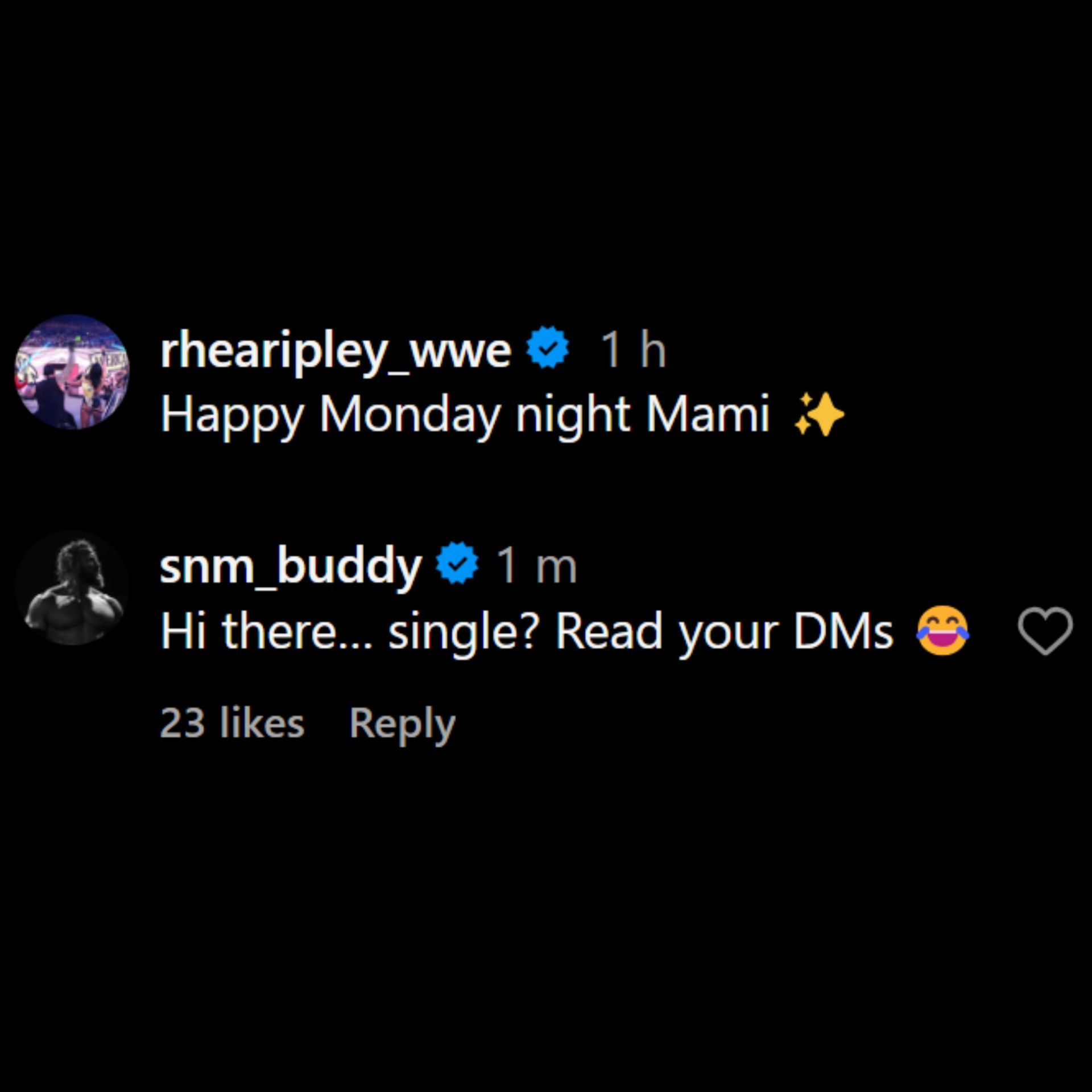 Buddy Matthews&#039; comment [Photo credits: Rhea Ripley&#039;s Instagram post]