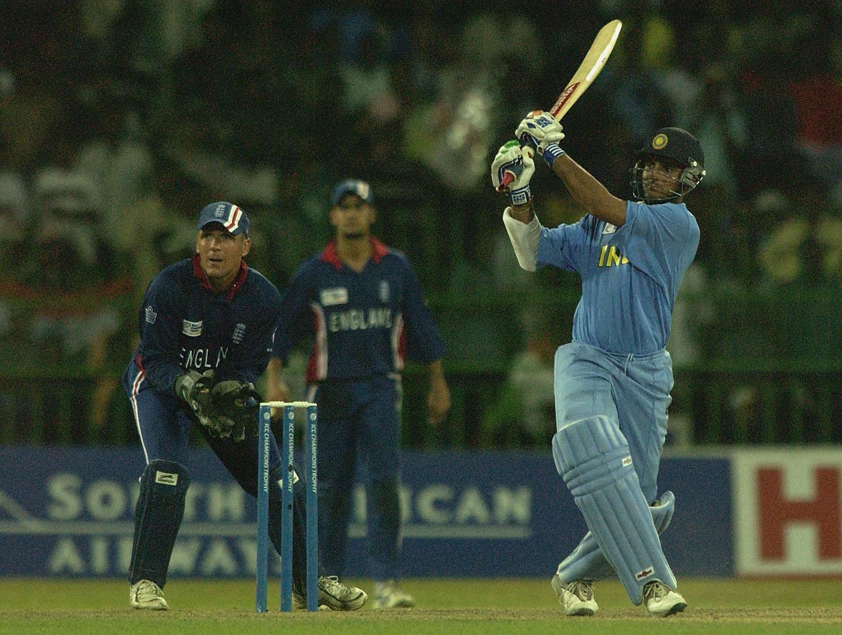 Sourav Ganguly en route to a century against England in the 2002 CT- Source: Getty