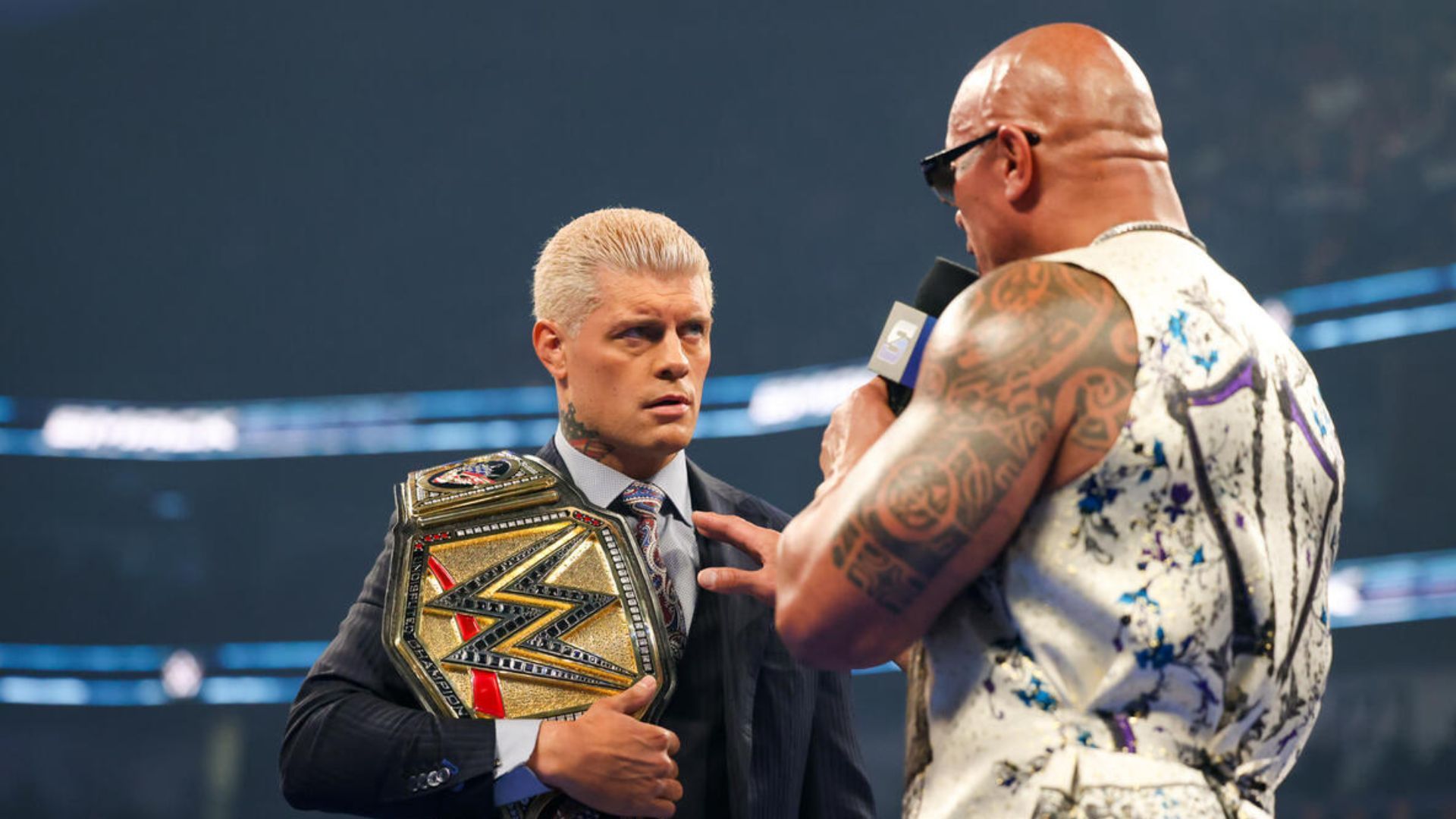 Cody Rhodes and The Rock on Friday Night SmackDown! [Image credit: WWE.com]