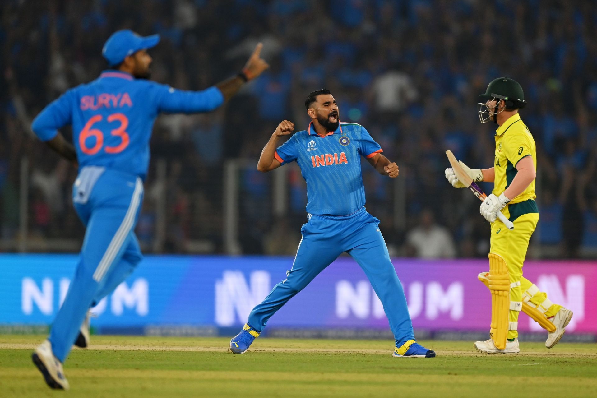 Mohammed Shami i action for India during the 2023 ODI World Cup final - Source: Getty