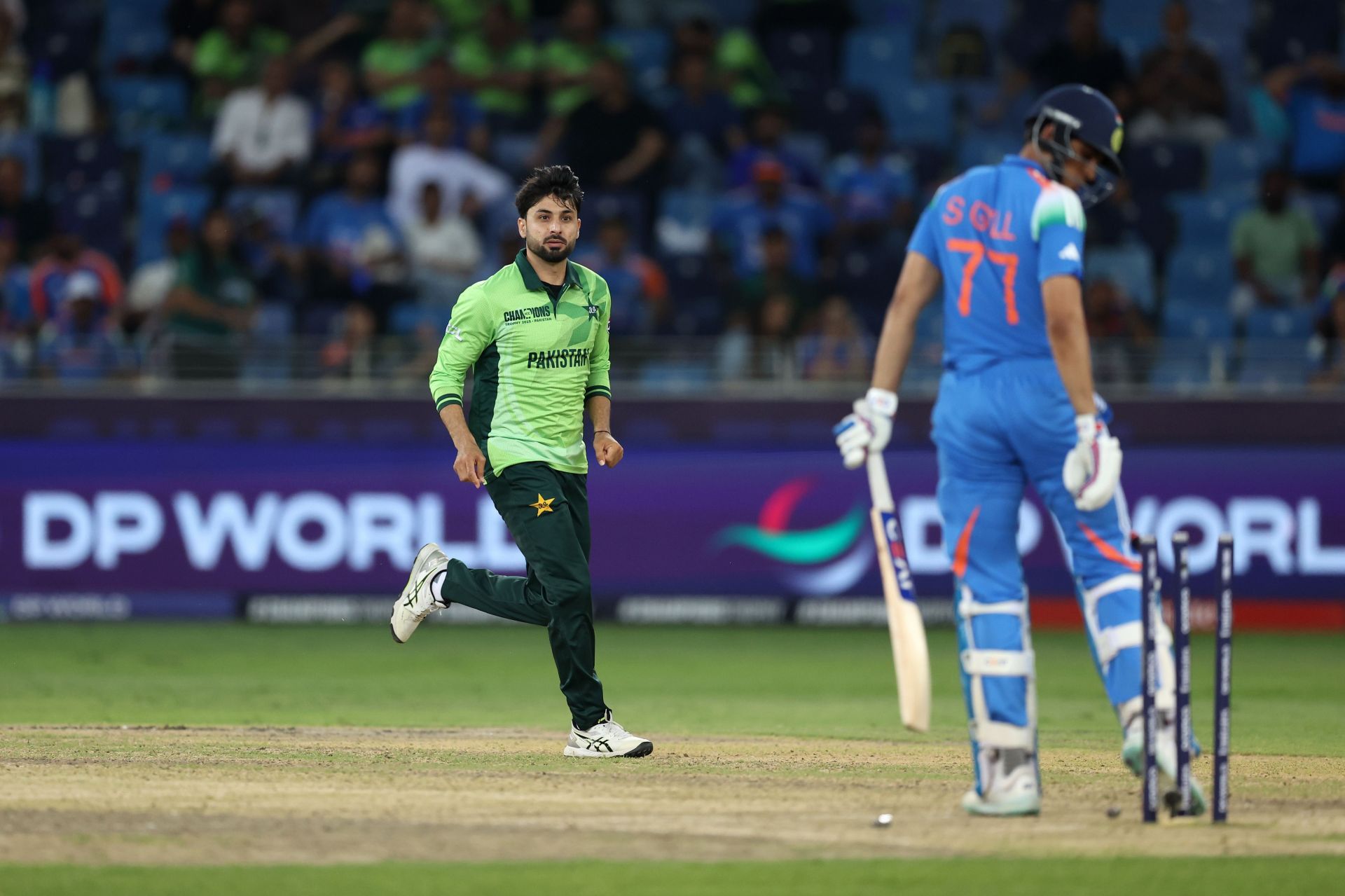 Shubman Gill was bowled by Abrar Ahmed in India&#039;s 2025 Champions Trophy clash against Pakistan. [P/C: Getty]