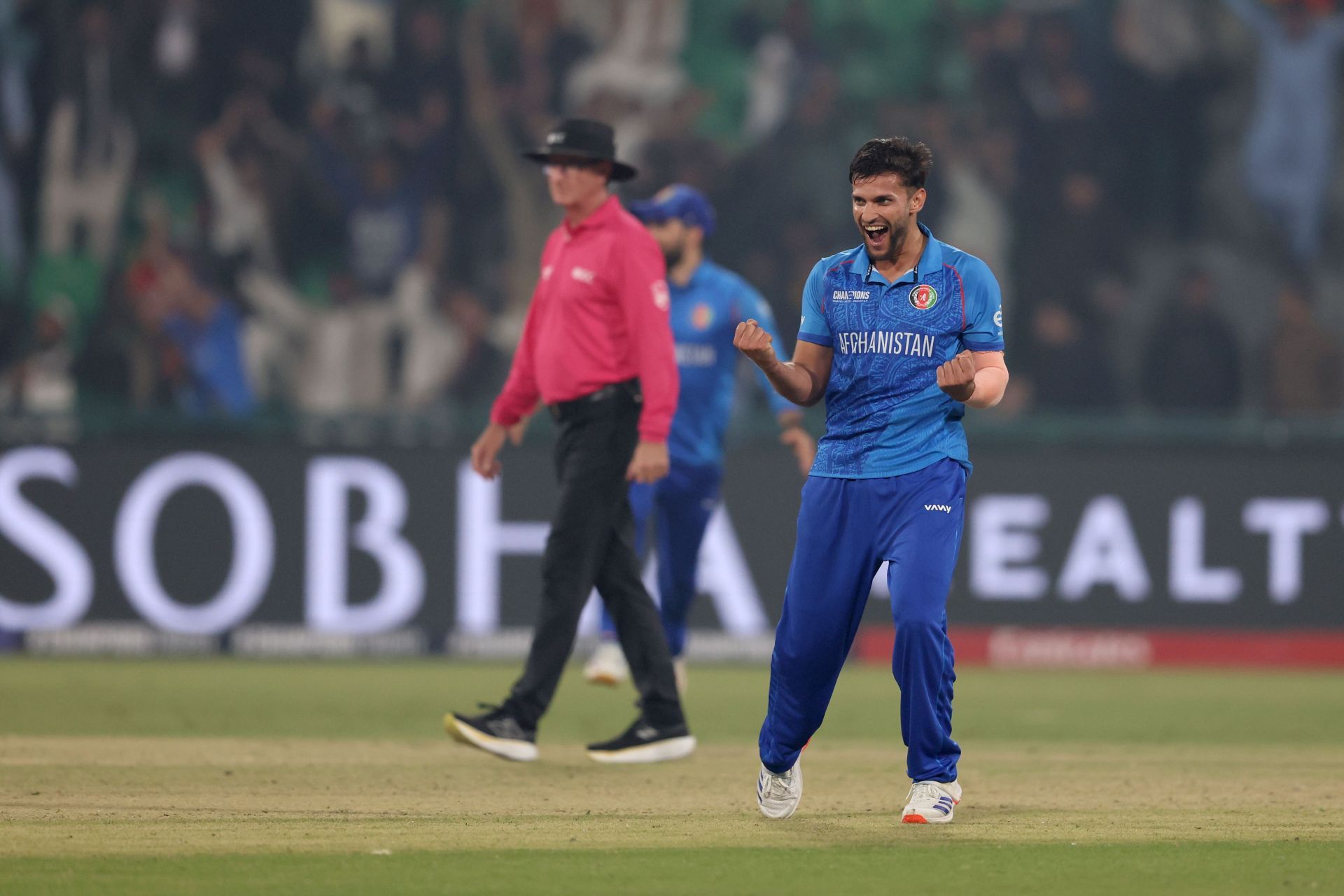 Azmatullah Omarzai was a key figure in Afghanistan&#039;s win over England, scoring 41 runs and picking up five wickets - Source: Getty