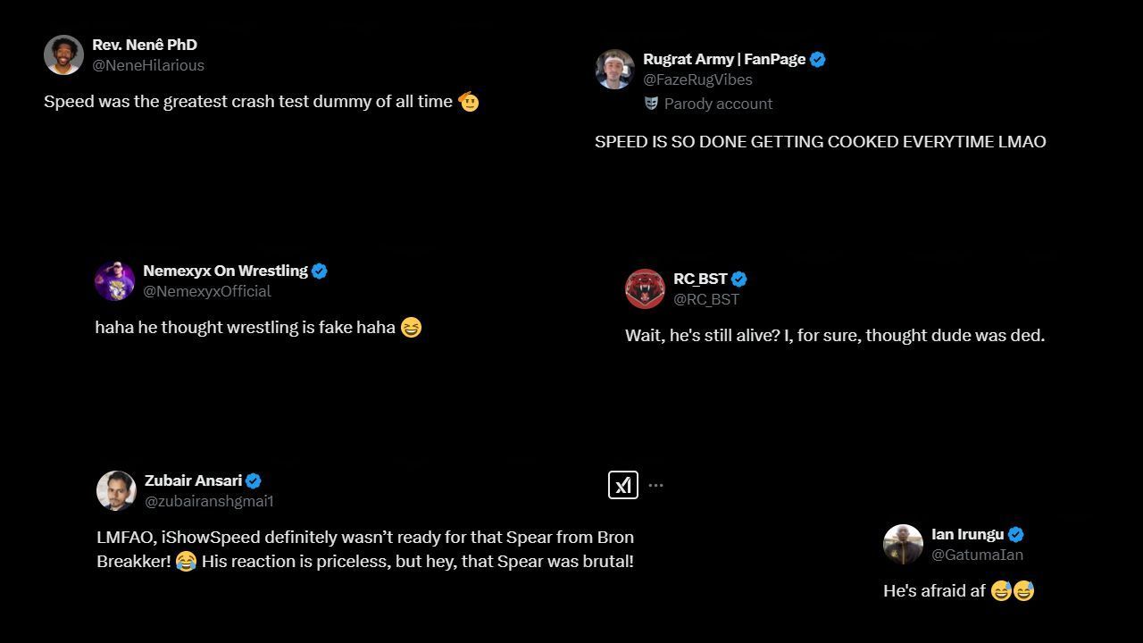 Fans having a laugh over IShowSpeed&#039;s comments (Credit: Fan reactions on X)