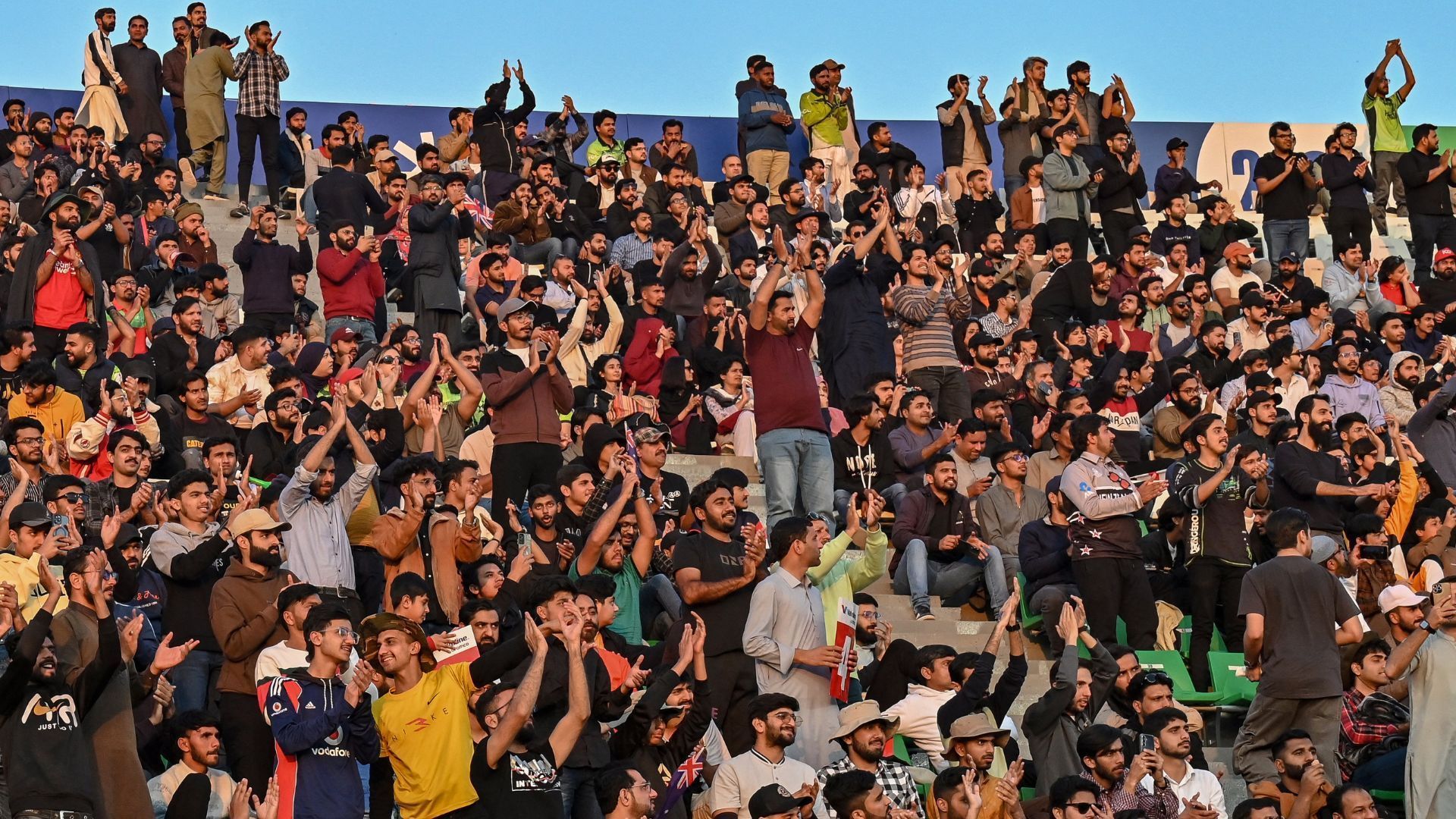 Fans at the Gaddafi Stadium in Lahore during a 2025 Champions Trophy match (Image Credits: PCB/X)