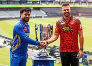 Rashid Khan and Aiden Markram with the trophy. (Credits: SEC X)