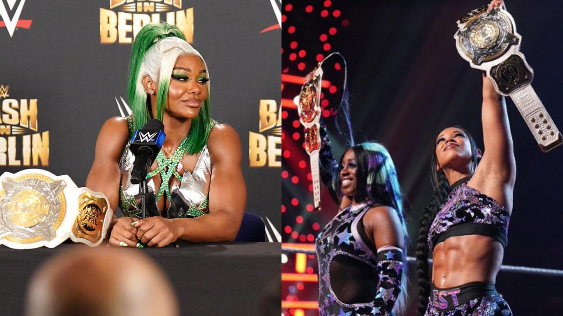 Jade Cargill, Naomi and Bianca Belair (Image Credits: WWE.com and Bianca Belair on X)