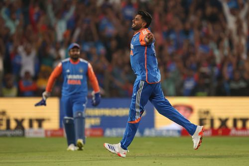 Harshit Rana registered figures of 3/33 in four overs in the fourth T20I against England. [P/C: Getty]