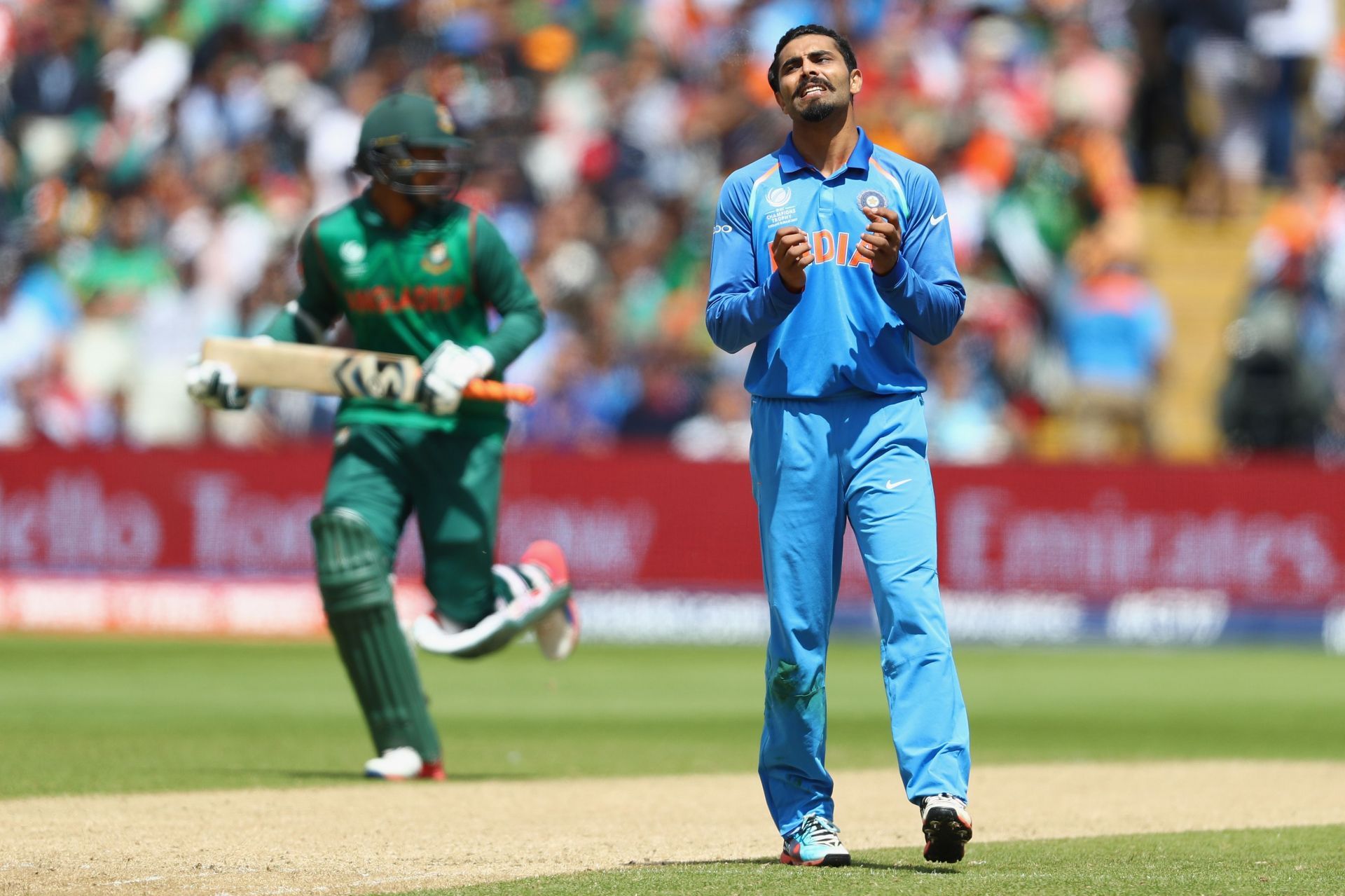 Ravindra Jadeja during the ICC Champions Trophy 2017 Semi Final - Source: Getty