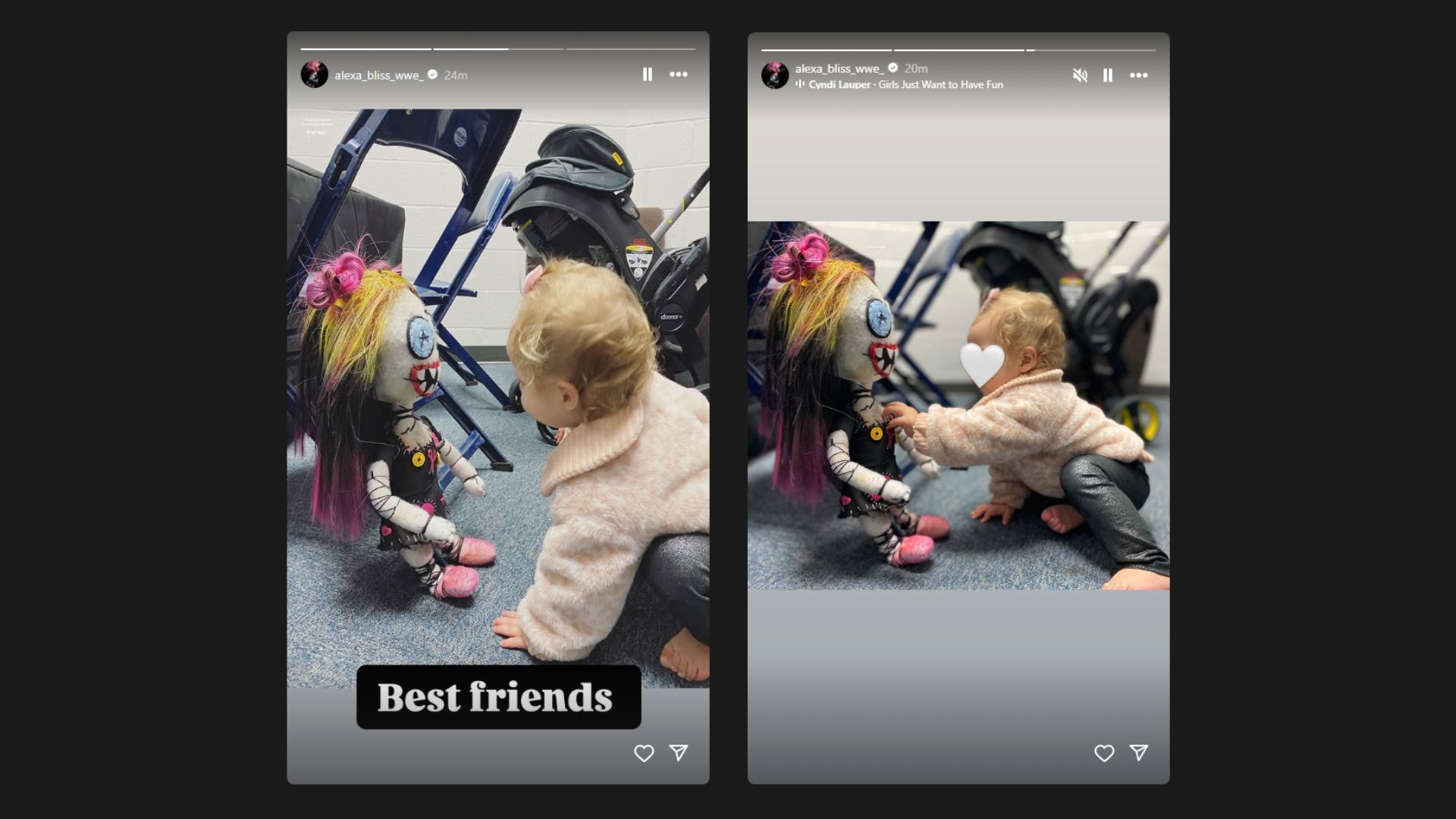 Alexa Bliss&#039; daughter backstage with the Lilly doll! [Image credits: Alexa Bliss&#039; Instagram stories]