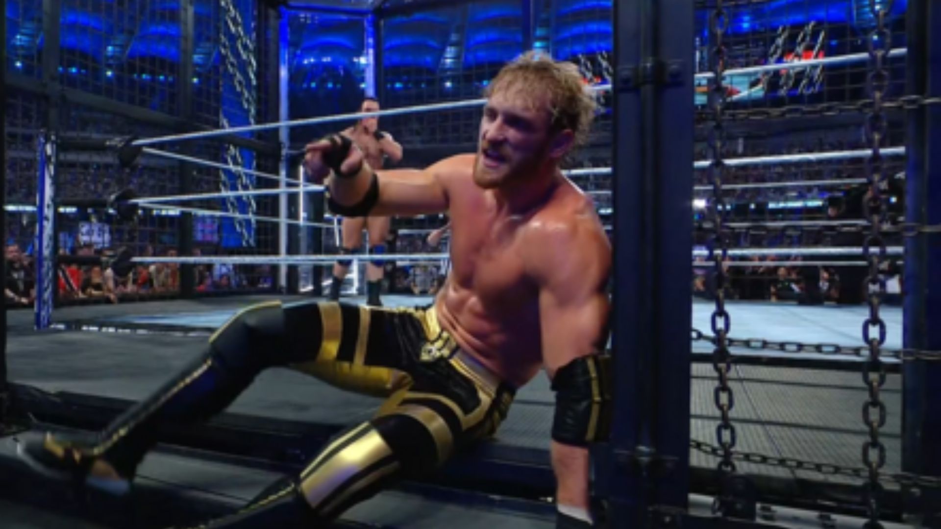 Logan Paul inside the Elimination Chamber [Image Credit: WWE.com]