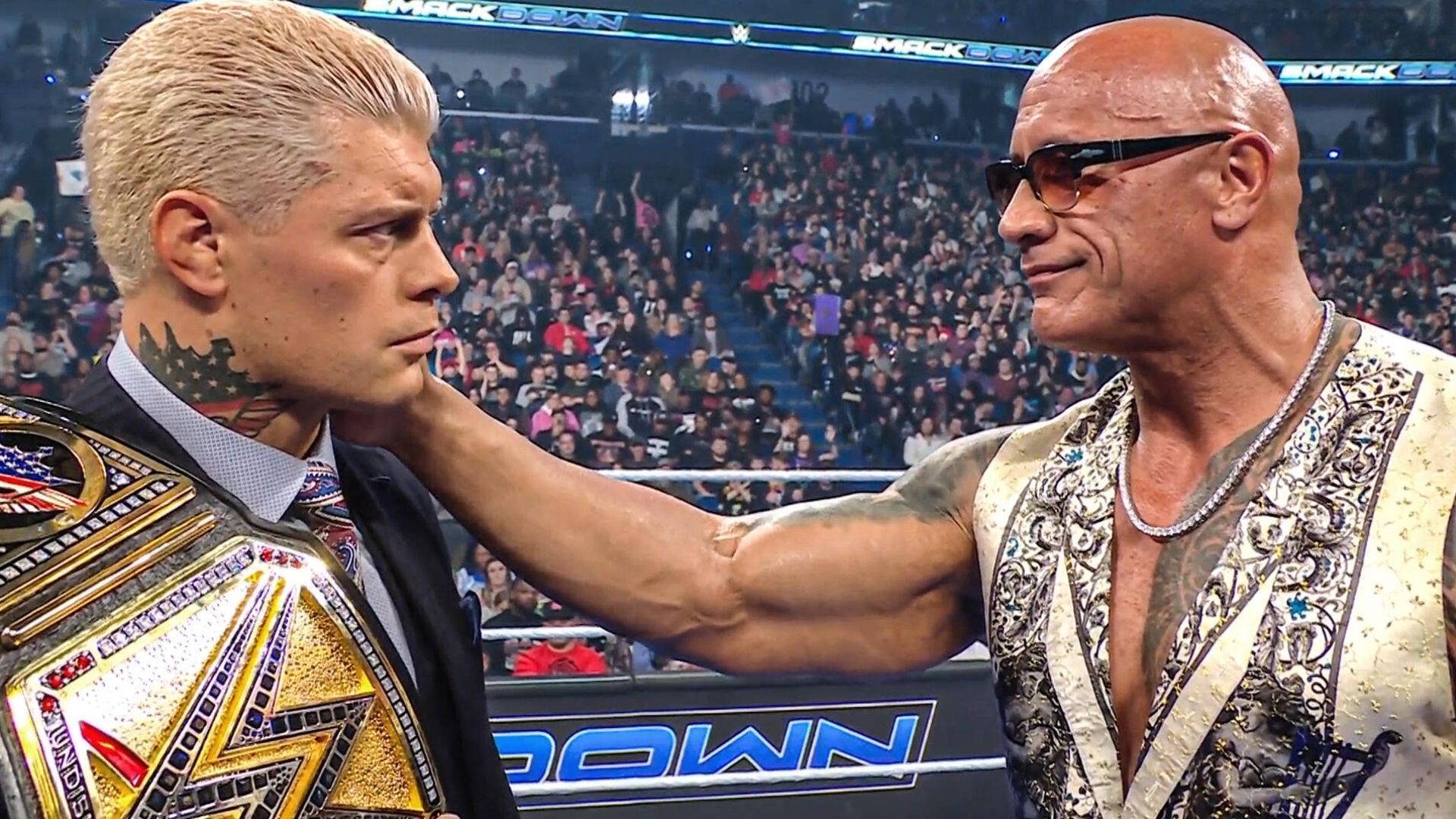 The Rock and Cody Rhodes on SmackDown (Image via wwe.com)