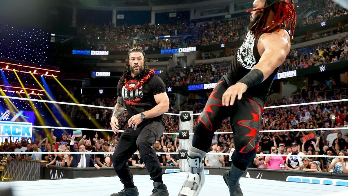 The Tribal Chief and Jacob Fatu on an episode of WWE SmackDown (Photo source: wwe.com)