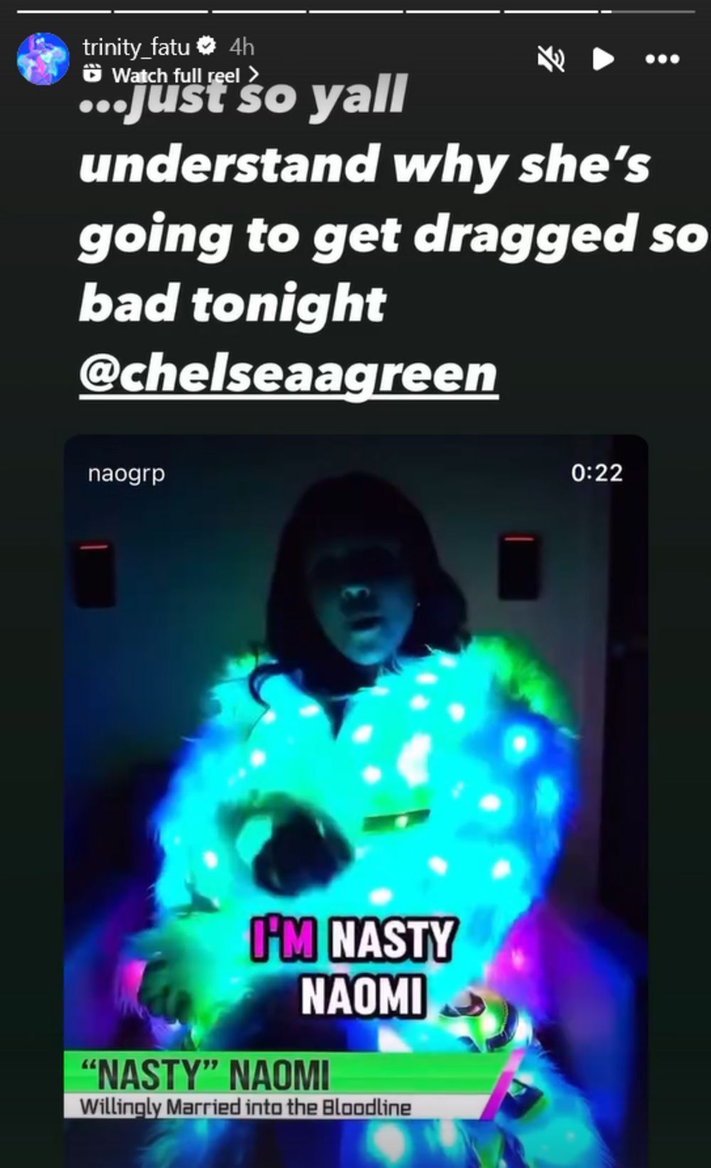 Screenshot of Naomi&#039;s post to Instagram Stories (Photo Credit: Naomi on Instagram)