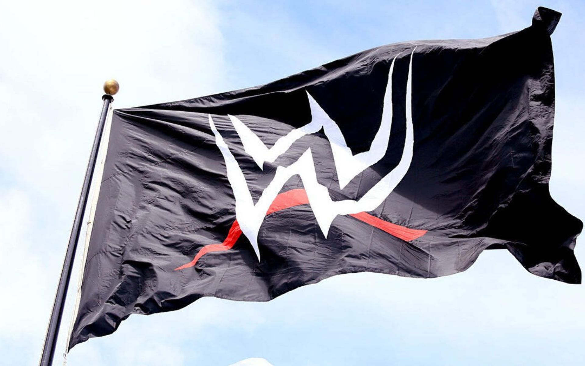 The flag when the current logo was first unveiled (Picture Courtesy: WWE.com)