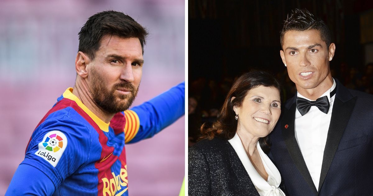 Lionel Messi, Dolores Aveiro and Cristiano Ronaldo