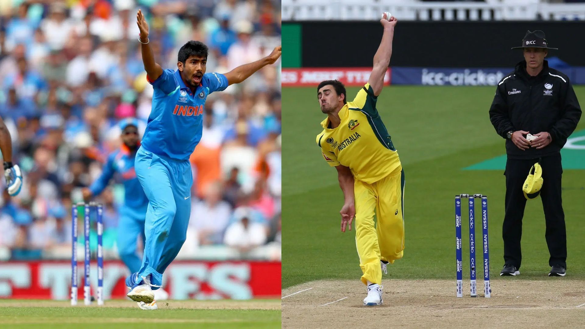 Jasprit Bumrah and Mitchell Starc during 2017 Champions Trophy (Image Credits: Getty)