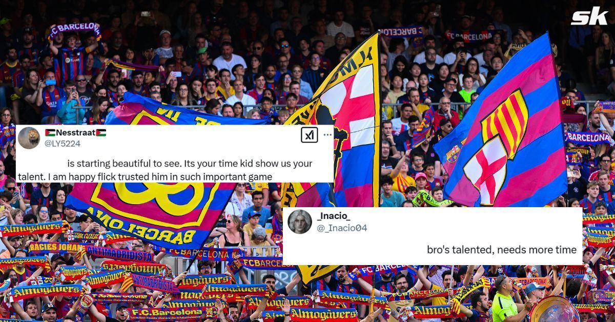 Barcelona fans (Image via Getty and X/@LY5224 and @_Inacio04)