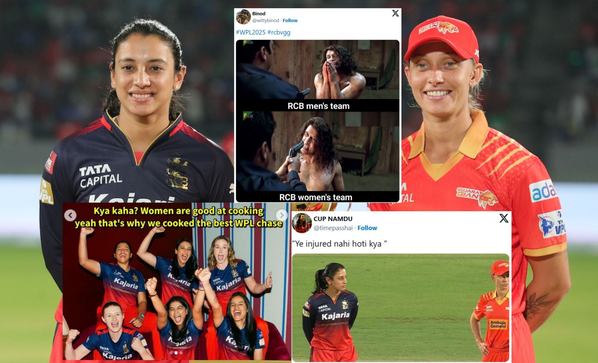 Top 10 funny memes from latest WPL 2025 match. (Images: X - wplt20, @wittybinod, timepasshai, Instagram - srcsmic_enginer2.0)