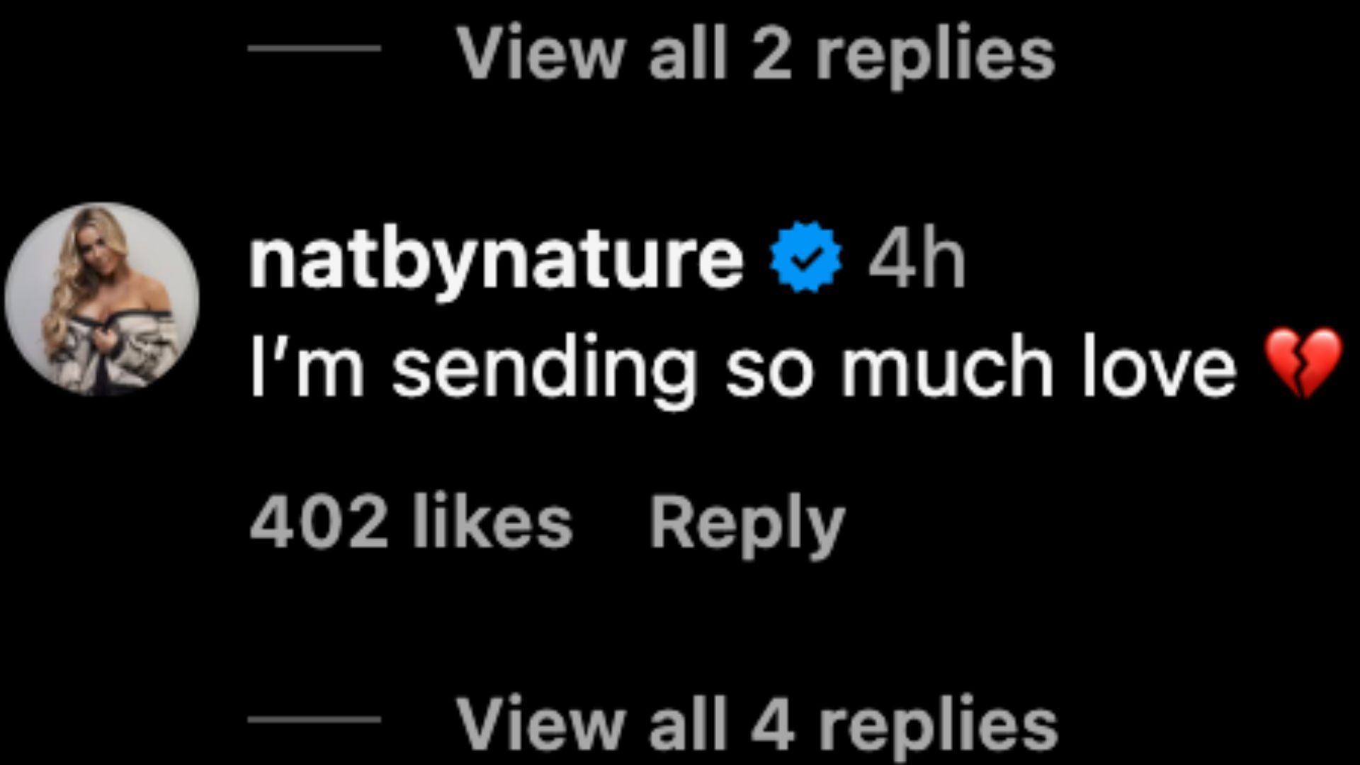 Screenshot of Nattie&#039;s comment on The Rock&#039;s IG post.