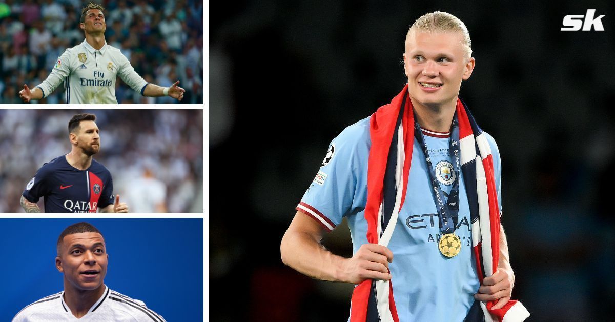 Erling Haaland beats Lionel Messi, Cristiano Ronaldo and Kylian Mbappe to set goalscoring record (Image: All images from Getty) 