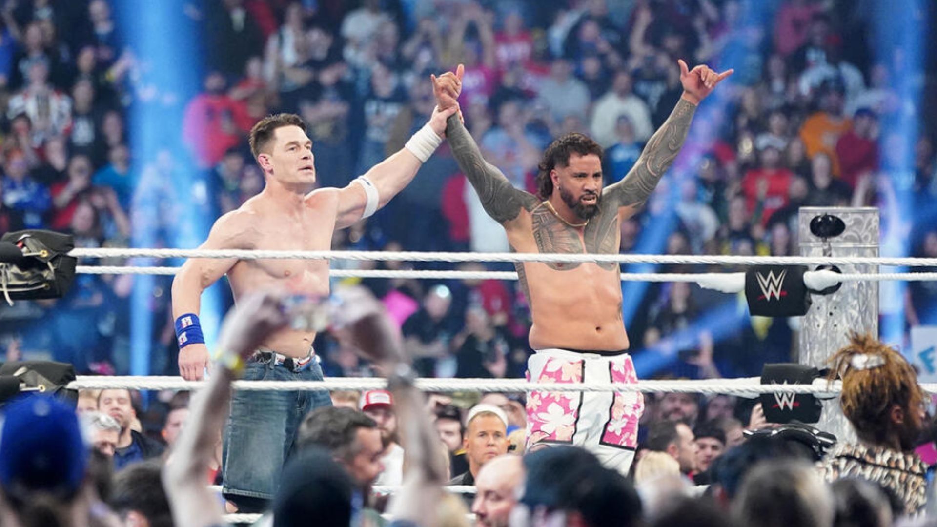 John Cena and Jey Uso at the 2025 Royal Rumble. [Photo credits - WWE.com]