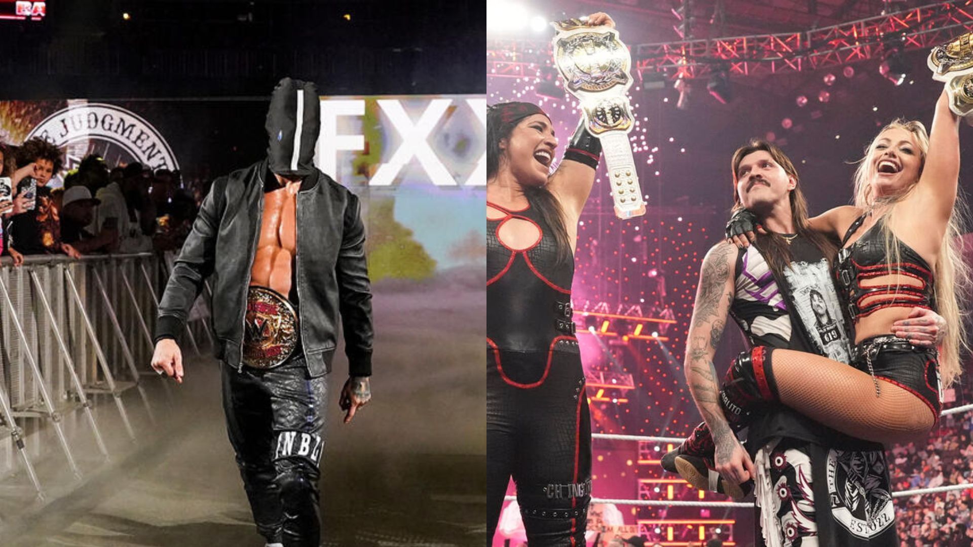 Finn Balor (left), Liv Morgan and The Judgment Day (right) (Image Credits: WWE.com)