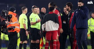 Four red cards shown after full-time in fiery Merseyside Derby between Liverpool and Everton