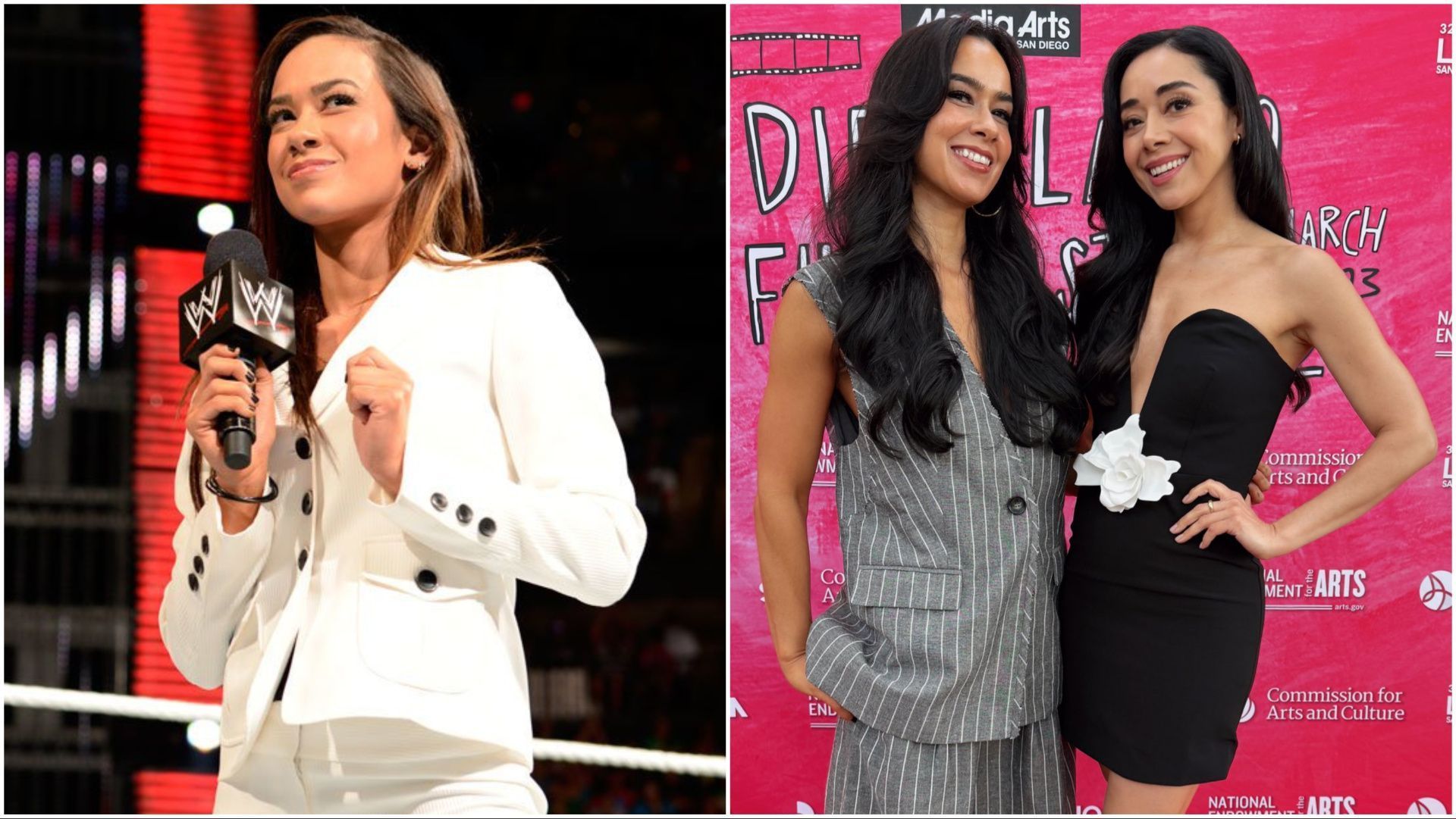 AJ Lee on WWE RAW, AJ and her colleague at SDLFF-San Diego Latino Film Festival