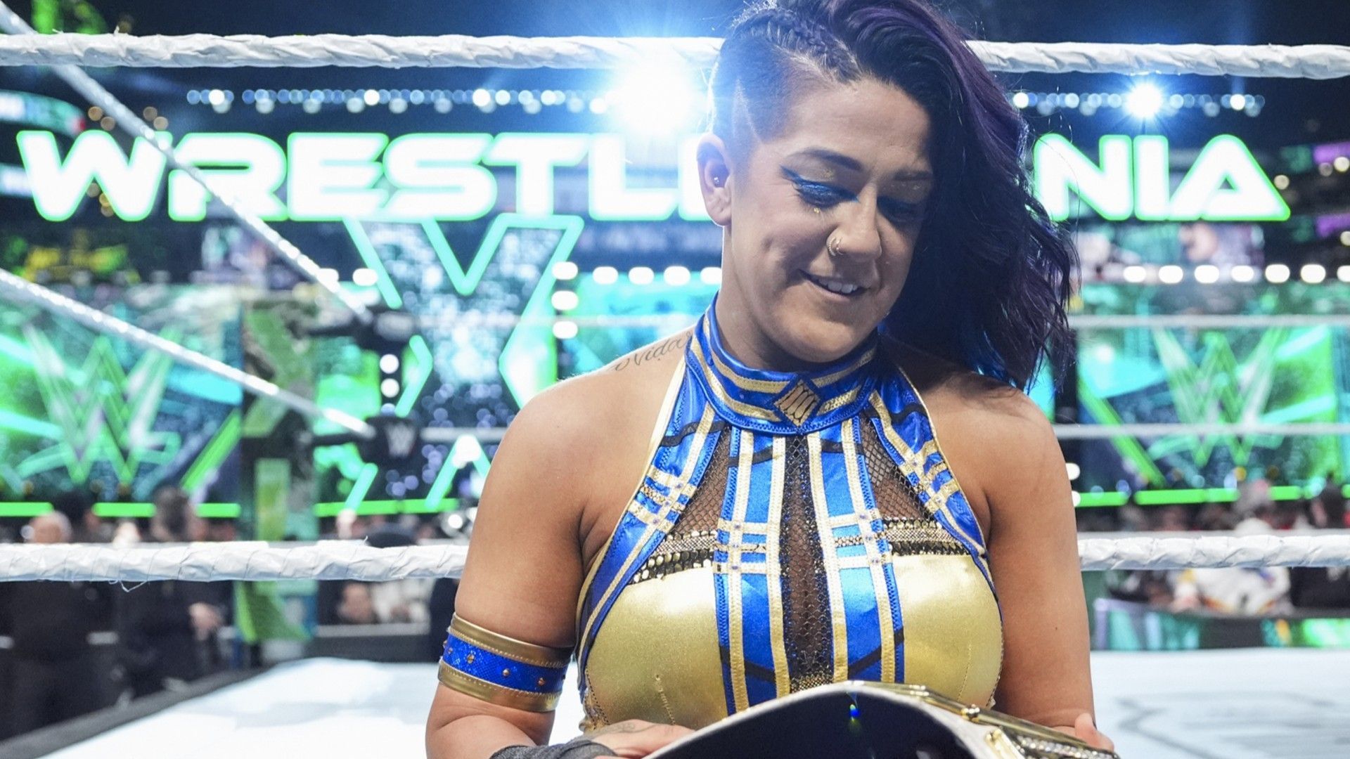 Bayley celebrates title win at WWE WrestleMania XL